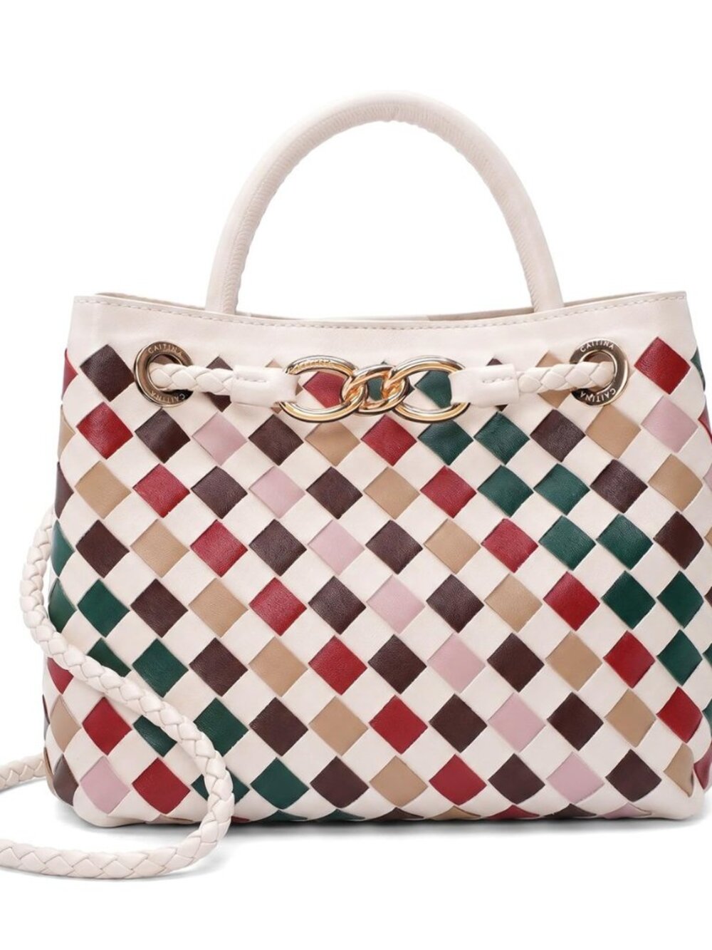 Woven Tote Bag for Women Vegan Leather Shoulder Handbag with Top Handle